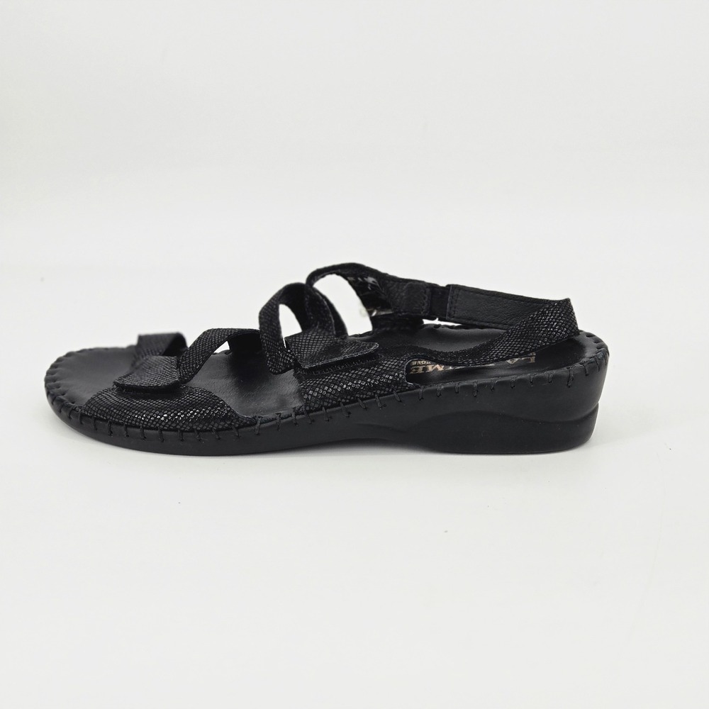 La Plume Becka Black Metallic Snakeskin Leather Orthotic Slingback Sandals 41 10 - Picture 11 of 11